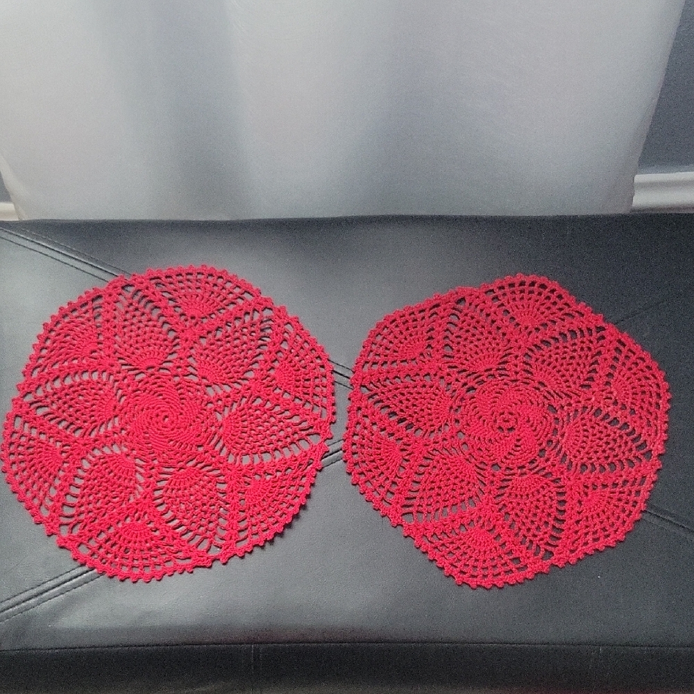 Elegant Red Crochet Doilies